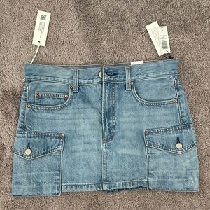 Denim Cargo Mini Skirt